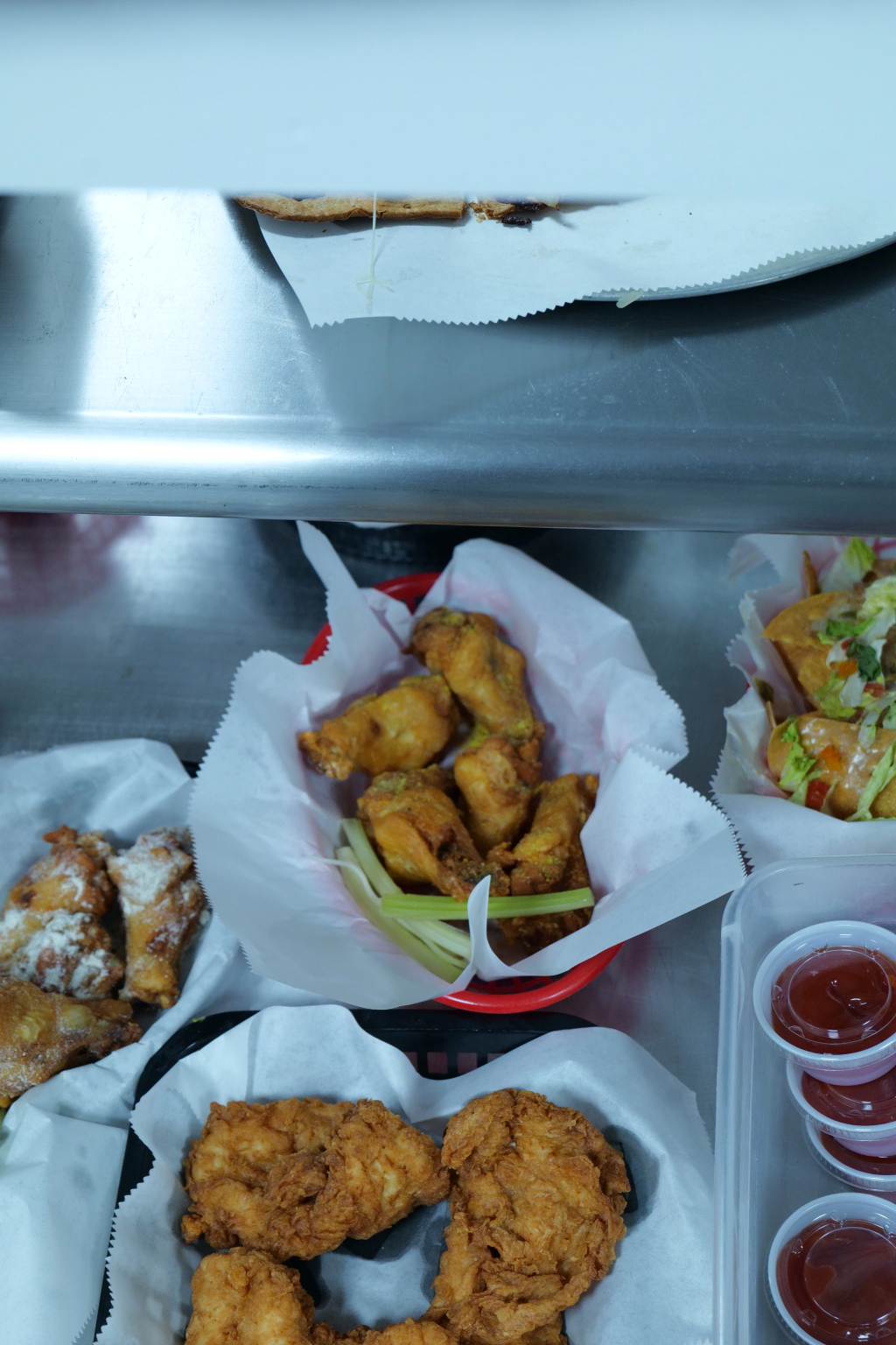 Wings and BBQ sauce selection